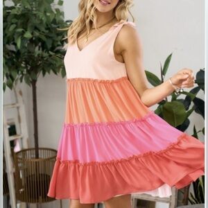 Hailey & Co. Color Block Tiered Dress Sz Small